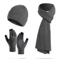 thumbnail image 4 of ZHOGXU Winter Beanie Hat Scarf Gloves Set For Women And Men Solid Color Caps Long Scarf Touchscreen Gloves Knitted Warm Comfortable Outfits 3 Pack For Daily Wear Dark Gray One Size, 4 of 4