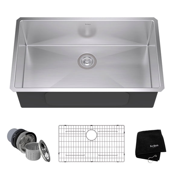 KRAUS Standart Pro 32" Undermount Single Bowl 16 Gauge Stainless Steel Kitchen Sink