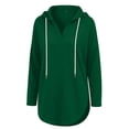 thumbnail image 6 of Qgtaibl Women Loose Fit Hooded Sweatshirts Drawstring Hood Drop Shoulder Long Sleeve Shirts Thin Fleece Thermal Fall Pullover Tunics Green L, 6 of 9