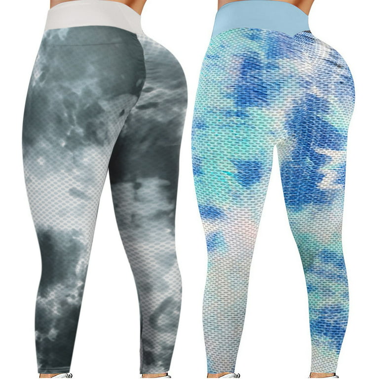 YUHAOTIN Yoga Pants with Pockets for Women Short Womens Tie-Dye Stretch  Yoga Leggings Fitness Running Gym Sports Active Pants Purple Leggings for