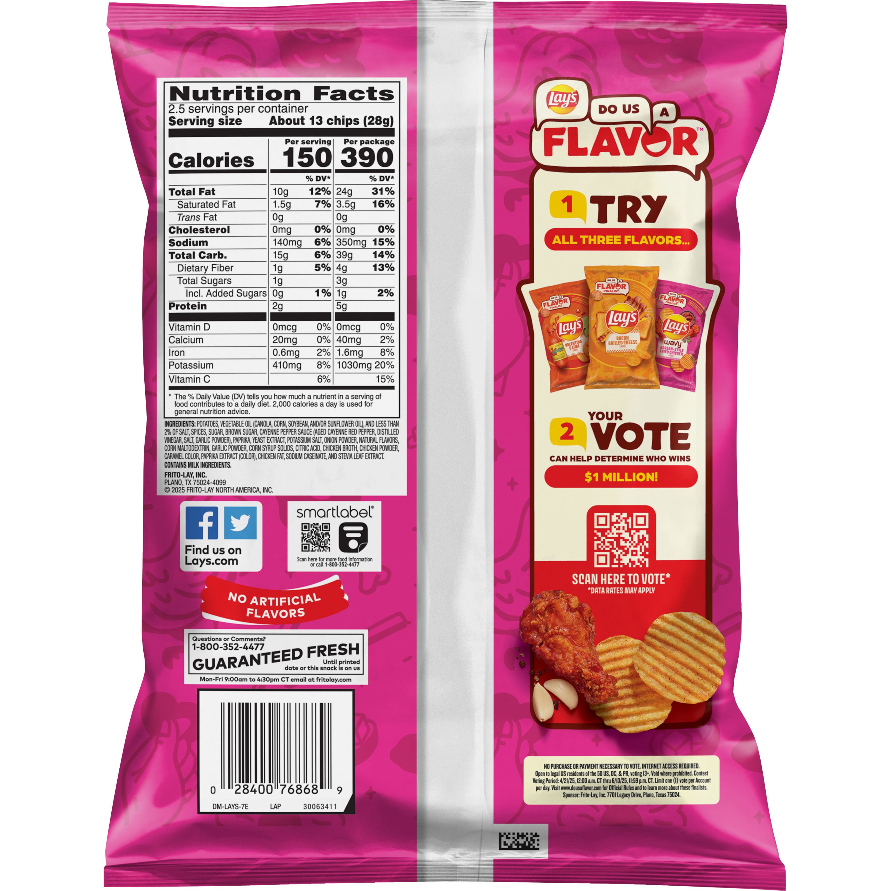 Lay's Korean Style Fried Chicken Flavored Potato Chips, 2.5 oz Bag