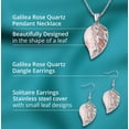 thumbnail image 5 of Rose Quartz Costume Jewelry Set Leaf Floral Earrings Necklace for Women Women Stainless Steel Size 20" Birthday Christmas Gifts, 5 of 10