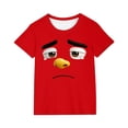 thumbnail image 2 of Blusas y camisas de manga corta con cuello redondo para niños y niñas, color liso, con estampado de expresión linda, manga corta, holgadas y cómodas, blusa para niña, 2 of 6