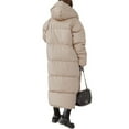 thumbnail image 2 of Women's Long Puffer Coat Hooded Maxi Length Long Sleeve Quilted Jacket Padded Warm Winter Coat Thick Down Jacket, 2 of 3