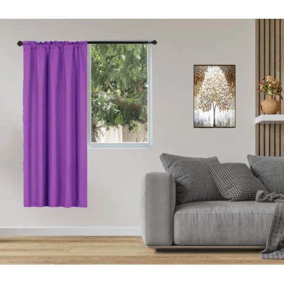 Gorgeous Home Linen 1-Piece 70% Blackout Rod Pocket Solid Window Curtain Panel With Lined Backing 35" X 63" R64 Purple