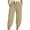 Khaki, variant on Women's Wide Leg Cropped Pants, Casual Loose Fit Paper Bag Waist Pants with Drawstring and Pockets, High Waist Bubble Texture Pants for Yoga, Beach, Outing and Daily Wear-Black