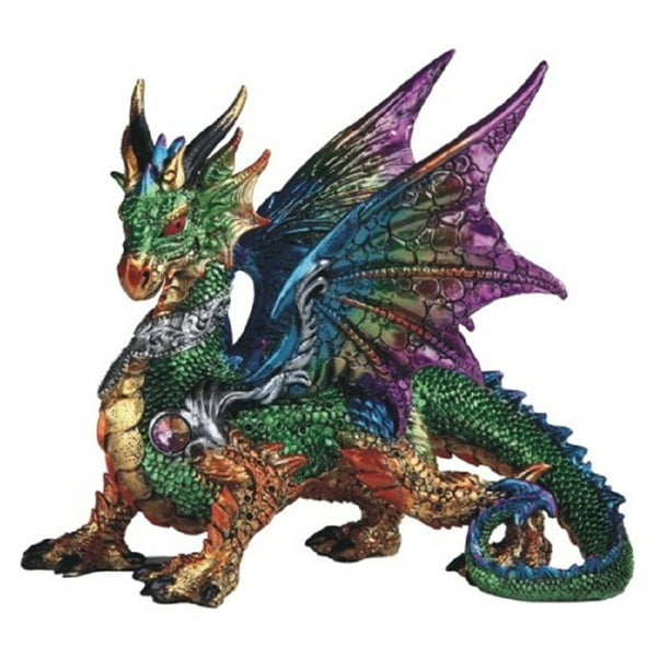 Green Multi Color Dragon Statue Figurine Mythical Fantasy Collectible
