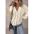 thumbnail image 1 of FOLUNSI Chic Eyelet Long Sleeve Cardigan - Soft Apricot Pleats, 1 of 8