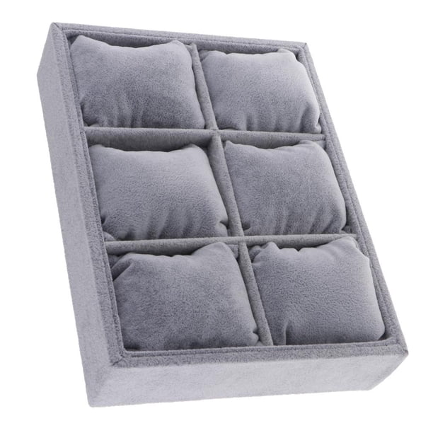 Watch Jewellery Tray Organizer Showcase Display Box Holder Almacenamiento Apilable Velvet 6 Grid Almohadas Para Relojes Pulseras Stand Yinane Bandeja de joyería de terciopelo