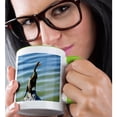 thumbnail image 2 of 3drose, Image of Florida Anhinga Talks on Rock in Blue Green Lake, 15oz Two-tone Green Mug, 2 of 6
