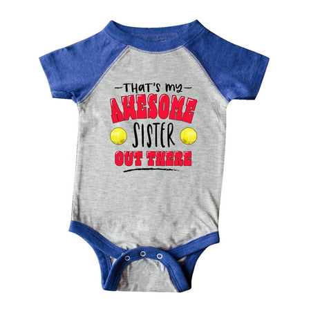 

Inktastic That s My Awesome Sister Out There with Tennis Balls Gift Baby Boy or Baby Girl Bodysuit