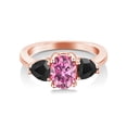 thumbnail image 2 of Gem Stone King 18K Rose Gold Plated Silver Ring Oval Pink Moissanite Onyx (2.10 Cttw), 2 of 4