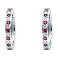 thumbnail image 3 of Blue Apple Co. Minimalist Huggie Hoop Women Earrings Simulated Ruby 925 Sterling Silver, 3 of 5