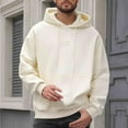 thumbnail image 2 of Hoodies for Men Full Zip Solid Color Sports Loose Drawstring Sweatshirts Long Sleeve Hooded Pocket Sweatshirt Beige XXXXL, 2 of 7