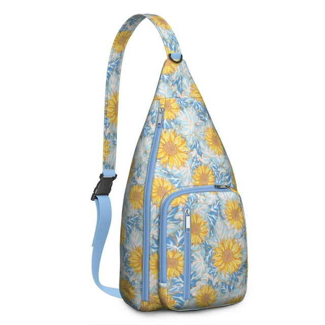Farmhouse Floral Crossbody - Rustic Sunflower & Butterfly Pattern, Multi-Pocket Anti-Theft Daypack