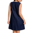 thumbnail image 2 of INSPIRE CHIC Women's Sleeveless Denim Dress Knee Length Casual Loose Tunic Jean Dress 2XL Dark Blue, 2 of 3