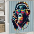 thumbnail image 6 of Orinice Chimpanzee with Headphones and Sunglasses Bathroom Decor Set, Colorful Luxury Graphic Print Stylish Shower Curtain Set with Hooks, Home Bath Decoration, Various Sizes, 6 of 7