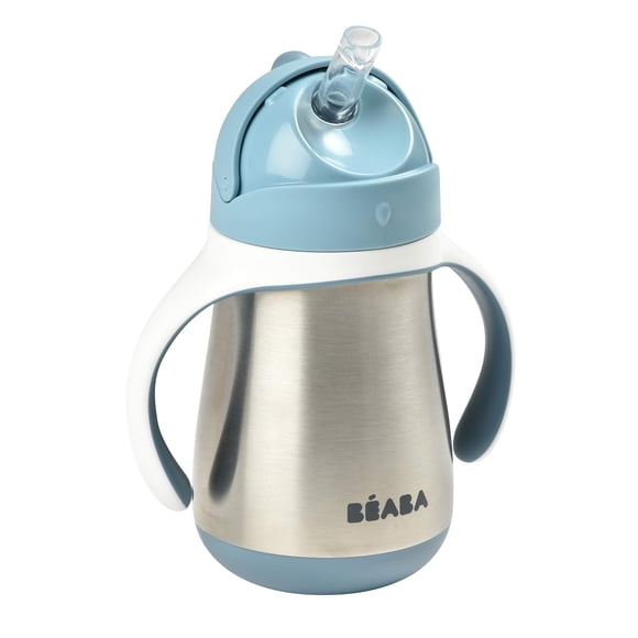 Vaso de aprendizaje Béaba de acero inoxidable con pajita 250 ml antiderrames