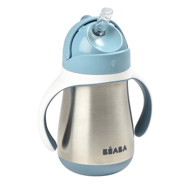 Vaso de aprendizaje Béaba de acero inoxidable con pajita 250 ml antiderrames