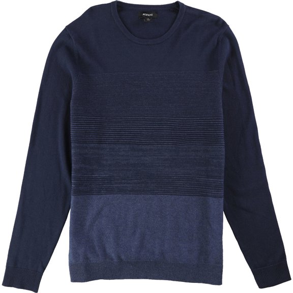 Alfani Mens Colorblock Knit Sweater, Blue, Small
