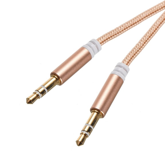 3.5mm TRS Aux Cable Male to Male Auxiliary Audio HiFi Headphone Cord 3.3ft Nylon Braided, Gold
