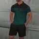 thumbnail image 2 of Pantalones Cortos para Hombre Conjunto de Trajes de 2 Piezas, Moda Mock Bolsillo Botón de Color Sólido Solapa Tops Cortos de Cintura Elástica, 2 of 5