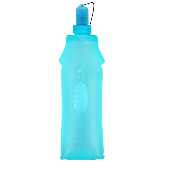 BONLEX Compact Foldable SOFTFLASK Water Bottle - 500ml, Blue, Lightweight & Portable for Outdoor Activities