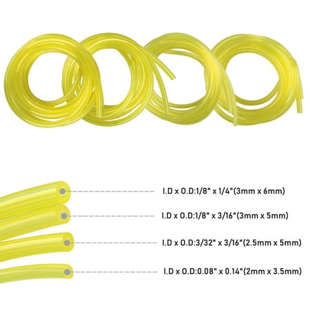 Small Engine Fuel Tank 4 Sizes Petrol Fuel Gas Line Pipe Hose Tubing For Trimmer Chainsaw Blower Tools,fit for 2 Cycle Small Engine ()