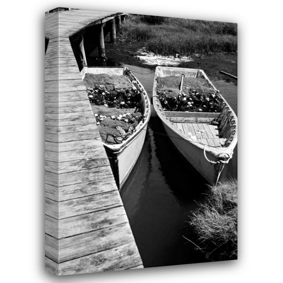 Alan Hausenflock 23x32 Gallery Wrapped Canvas Wall Art Titled - Nets and Boats II