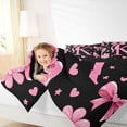 thumbnail image 4 of Erosebridal Cartoon Bow Tie Printed 7pcs Bedding Comforter Set,Ribbon Bowknot Pink Monogrammed K Queen Bedding Sets For Girls Kids,Reversible black, 4 of 7