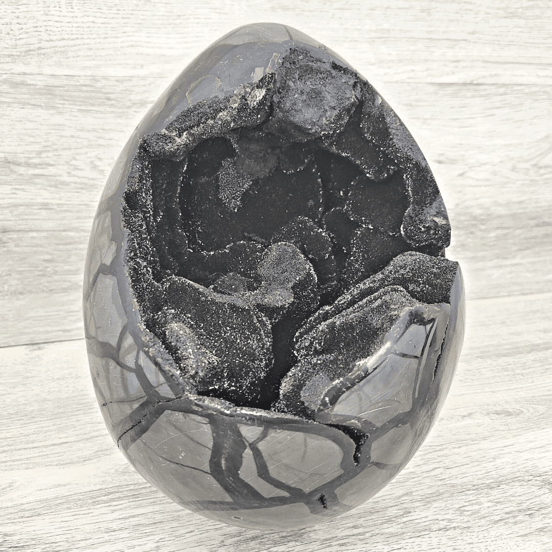 Crystal Joys Septarian Dragon Egg with Geode Center – 3" Polished Natural Stone Decor