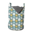 thumbnail image 1 of Spring Laundry Bag, Gardening Petals Daisy Flowers Field Chamomile Bouquets Blossoms Motif, Basket with Handles Drawstring Closure for Laundromats, 13" x 19", Teal Pale Blue Orange, by Ambesonne, 1 of 4