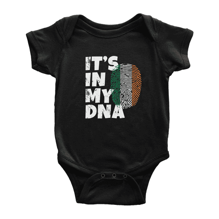 

It s In My DNA Irelandish Flag Country Pride Cute Baby Rompers Baby Bodysuit (Black 6-12 Months)