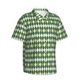 thumbnail image 3 of Xecao Light Green Squares print Hawaiian shirt - a stylish short-sleeve button-down for men, perfect for casual beach and tropical outings., 3 of 9
