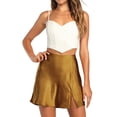 thumbnail image 3 of SLADYGLO Women High Waist Satin Side Split Mini Skirt, 3 of 7