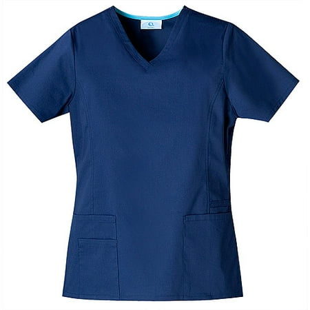 Indigo Stretch Princess Seam V Neck Top