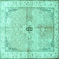 thumbnail image 1 of Ahgly Company Indoor Square Medallion Turquoise Blue Traditional Area Rugs, 4' Square, 1 of 4