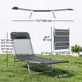 thumbnail image 3 of Outsunny Chaise Longue, Chaise Inclinable Pliante et Réglable, Gris Foncé, 3 of 10