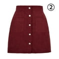 thumbnail image 1 of Corduroy Mini Skirts High Waist A-Line Burgundy Red, 1 of 4