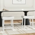 thumbnail image 5 of Height Black Bar Stools Set of 2 for Kitchen Counter Farmhouse Modern Barstools with Faux Leather Upholstered Backless Seat and Wood Legs 24 inch Bar Chairs, 5 of 7