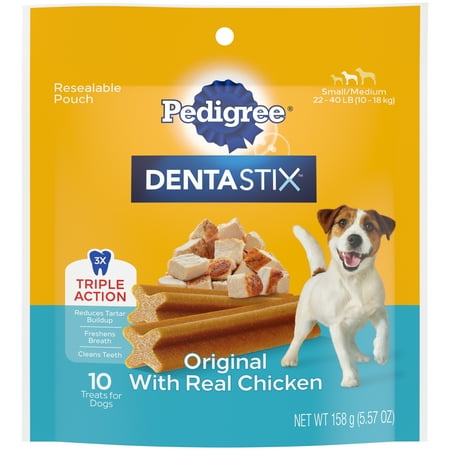 UPC: 0023100139746 | PEDIGREE DENTASTIX Original Flavor Dental Treats for Small/Medium Dogs 5.57 oz. Pouch (10 Treats)