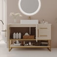 thumbnail image 3 of 47.2" Modern Bathroom Vanity with Ceramic Vessel Sink Gold Accent Free Standing Cabinet, 3 of 12
