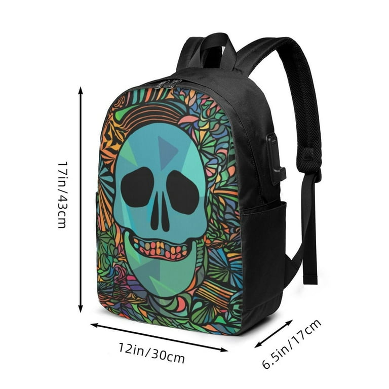 TEQUAN Travel Laptop Backpack Gypsy Hippie Skeleton Prints