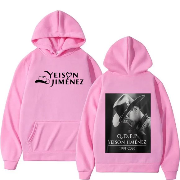 Yeison Jimenez Mode Graphique à Manches Longues Chandail à Capuchon Hommes Femmes Hip Hop Vêtements de Rue Décontractés Surdimensionnés,L,Rose