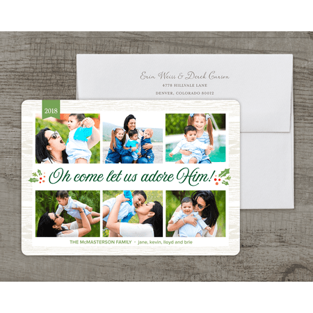 O Come Let Us Adore Him - Deluxe 5x7 Personalized Holiday Religious Holiday Card