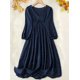 thumbnail image 2 of 1XL-5XL Plus Size Women's Casual Dress with Textured Lantern Sleeves and V-Neck Tie Front Midi Dress for Comfort and Style, 2 of 5