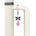 thumbnail image 3 of Delight Jewelry Pink Easter Egg with Clear Crystal Band - Silvertone Black Bow Charm Accessory for Tumblers and Thermal Cups, 3 of 4