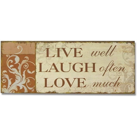 Decorative Wood Wall Hanging Sign Plaque with Sayings Live Well Laugh Often Love Much Home Decor Craft Art 10 x 5 Inches(BW619)