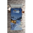 thumbnail image 2 of Ambesonne Winter Quilted Coverlet 2 Pcs, Rustic Wood Cottage, Twin Size, Blue White, 2 of 2