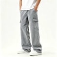 thumbnail image 3 of ZKunhua Boy's Cargo Jeans Straight Leg Zipper Denim Pants with Pockets Casual Teen Y2K Hip Hop Streetwear Denim Jeans Trousers ,Gray,12-13 Years, 3 of 8